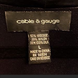 CABLE & GAUGE black sweater w/ silk detail Sz L